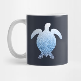 Ombre blue and white swirls doodles sea turtle Mug